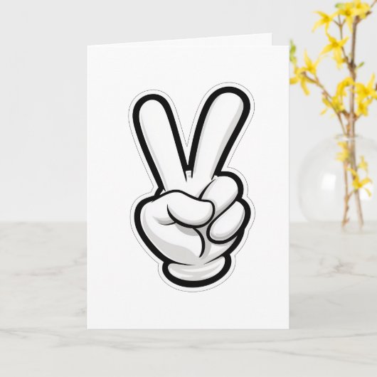 Classic Peace Hand Symbol Icon カード (黄色い花)