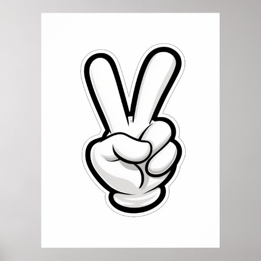 Classic Peace Hand Symbol Icon ポスター (正面)