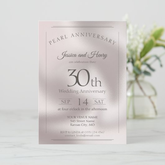 Classic Pearl 30th wedding anniversary 招待状 (スタンド正面)