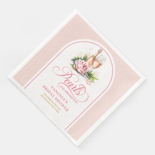 Classic pearls and prosecco napkins editable  (コーナー)