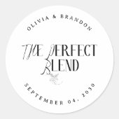 Classic "Perfect Blend" Black/White Coffee Wedding ラウンドシール (正面)