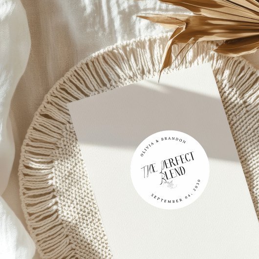 Classic "Perfect Blend" Black/White Coffee Wedding ラウンドシール