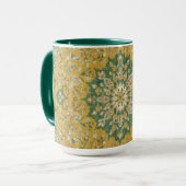 Classic Persian Mustard with Teal Floral Accents マグカップ (正面左)