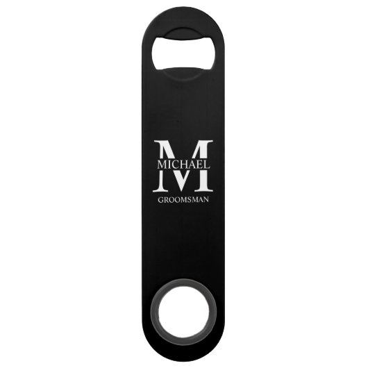 Classic Personalized Groomsman Monogram and Name スピード栓抜き (正面)