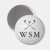 Classic Personalized Monogram Golf Ball マグネット (正面/裏面)