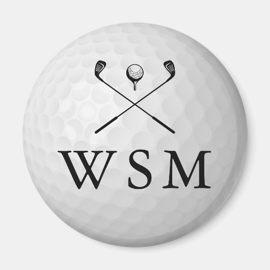 Classic Personalized Monogram Golf Ball マグネット (正面)