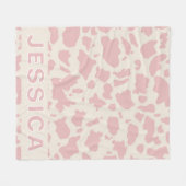 Classic Personalized Pink Cow Print フリースブランケット (正面(横))