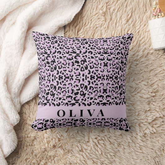 Classic Personalized Pink Leopard Print クッション (ブランケット)