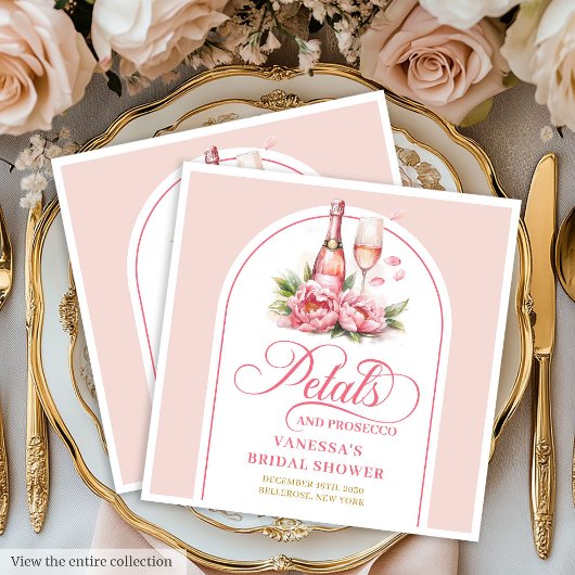 Classic Petals and Prosecco Gold Accent Napkins