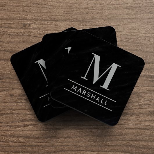 Classic Pewter Gray Personalized Monogram Initial コースター