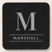 Classic Pewter Gray Personalized Monogram Initial コースター (正面)