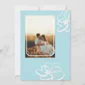 Classic Photo Aqua Blue Floral Wedding Invitation 招待状 (裏面)