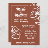 Classic Photo Burnt Orange Floral Wedding 招待状 (正面/裏面)