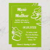 Classic Photo Citrus Green Floral Wedding  招待状 (正面/裏面)