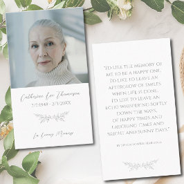 Classic Photo Elegant Floral Funeral Prayer Card 名刺