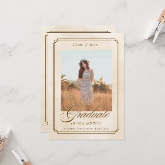 Classic Photo Graduation Announcement Invitation 招待状 (正面/裏面インサイチュ)