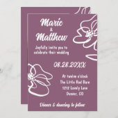 Classic Photo Muted Plum Floral Wedding Invitation 招待状 (正面/裏面)