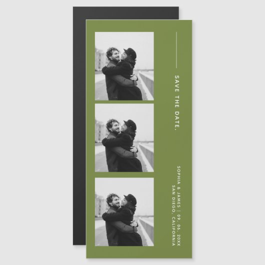 Classic Photo Strip Wedding Magnetic Save The Date (正面/裏面)