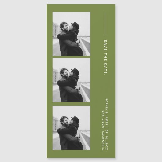 Classic Photo Strip Wedding Magnetic Save The Date (正面)