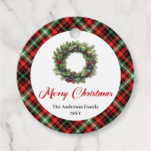 Classic Pine Wreath Christmas Gift Tag Custom フェイバータグ (正面)