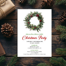 Classic Pine Wreath Christmas Party Editable 招待状