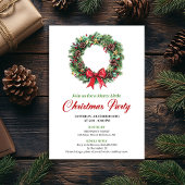 Classic Pine Wreath Christmas Party Invitation 招待状