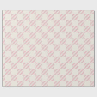 Classic Pink & Cream Diagonal Check Wrapping Paper ラッピングペーパー