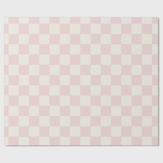 Classic Pink & Cream Diagonal Check Wrapping Paper ラッピングペーパー (フラット)