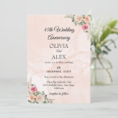 Classic Pink Cream Floral Wedding Anniversary  招待状 (スタンド正面)