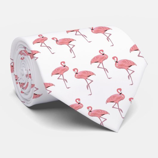 Classic Pink Flamingo Pattern ネクタイ (ロール)