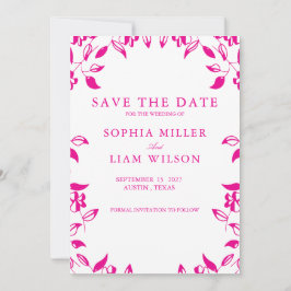 Classic Pink Floral Save the Date Invitation 招待状