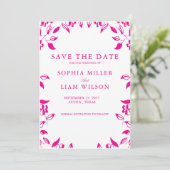 Classic Pink Floral Save the Date Invitation 招待状 (スタンド正面)