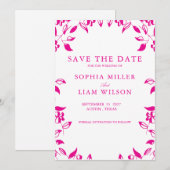 Classic Pink Floral Save the Date Invitation 招待状 (正面/裏面)