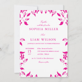 Classic Pink Floral  Wedding Invitation 招待状