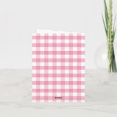 Classic Pink Flower Gingham Patten  Note Card ノートカード (裏面)