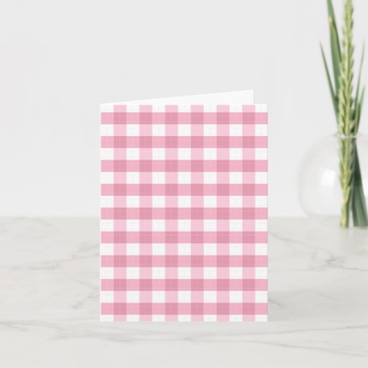 Classic Pink Gingham Patten ノートカード (正面)