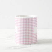 Classic Pink Gingham Personalized Name  コーヒーマグカップ (中央)
