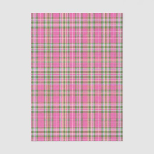 Classic Pink & Green Tartan Plaid 薄葉紙 (正面)