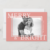 Classic Pink Merry & Bright Bold Snowflake Photo シーズンカード (正面)