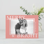 Classic Pink Merry & Bright Bold Snowflake Photo シーズンカード (スタンド正面)