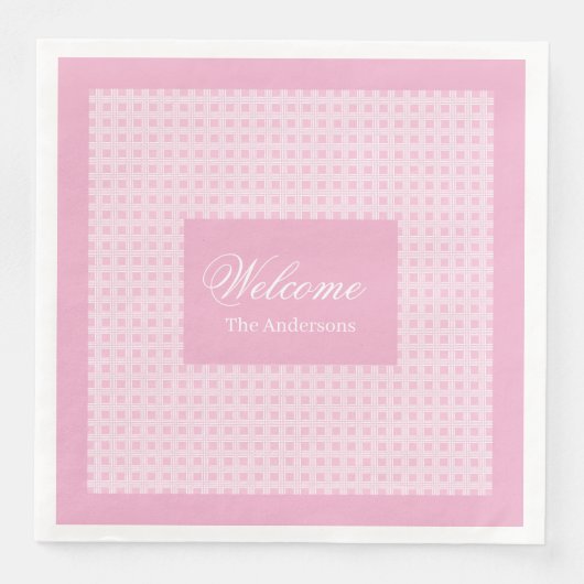 Classic Pink Plaid Napkins Personalized Touch (正面)