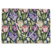 Classic Pink, Purple, Whute Tulips ラージペーパーバッグ (裏面)