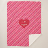 Classic Pink Red Heart Personalized Valentine Gift シェルパブランケット (正面)
