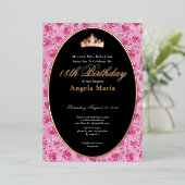 Classic Pink Roses 18th Birthday Debut Rose Gold 箔招待状 (立ち正面)