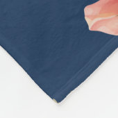 Classic Pink Roses Floral on a Blue Background フリースブランケット (角)