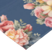 Classic Pink Roses on Blue Background Tablecloth テーブルクロス (アングル)