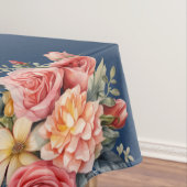 Classic Pink Roses on Blue Background Tablecloth テーブルクロス (インサイチュ)