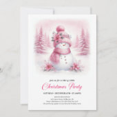 Classic Pink Snowman Kids Digital Christmas Invite 招待状 (正面)