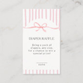 Classic Pink Stripes & Bow Diaper Raffle エンクロージャーカード (正面)