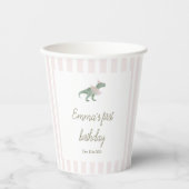 Classic Pink T Rex Tutu Girl Birthday Paper Cups 紙コップ (正面)